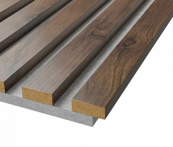 Акустическая панель, серый войлок, 2750х600х19мм, рейки МДФ дуб Старинный натуральный